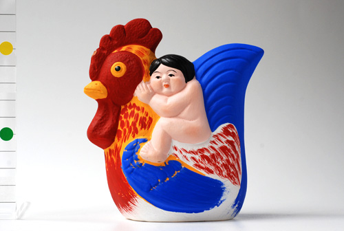 鶏乗り子供/弓野人形(佐賀)